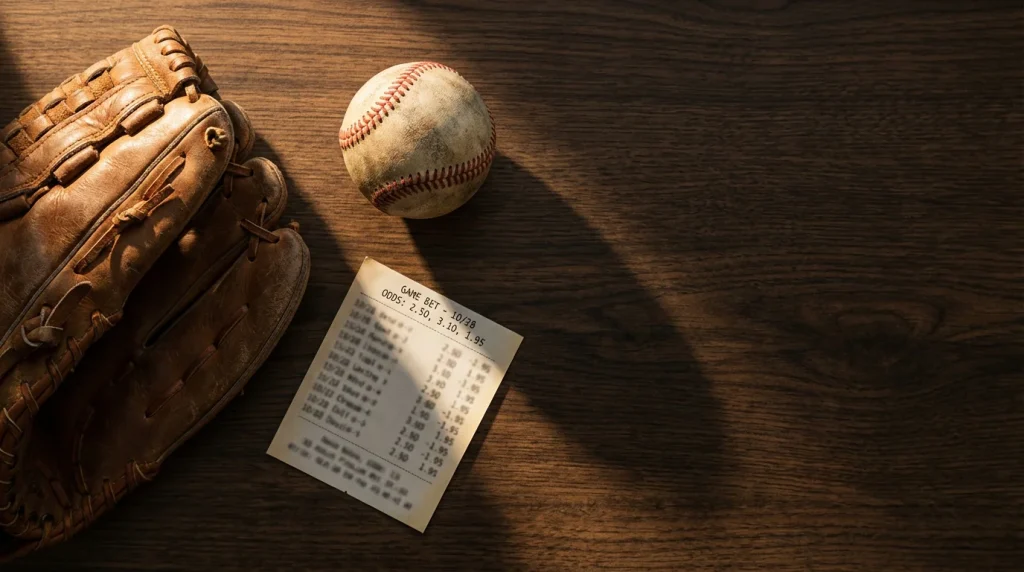 MLB moneyline strategy showing favourite and underdog odds on a baseball field