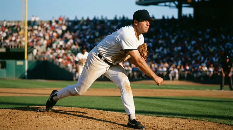 MLB starting pitcher in the windup on the mound during a day game