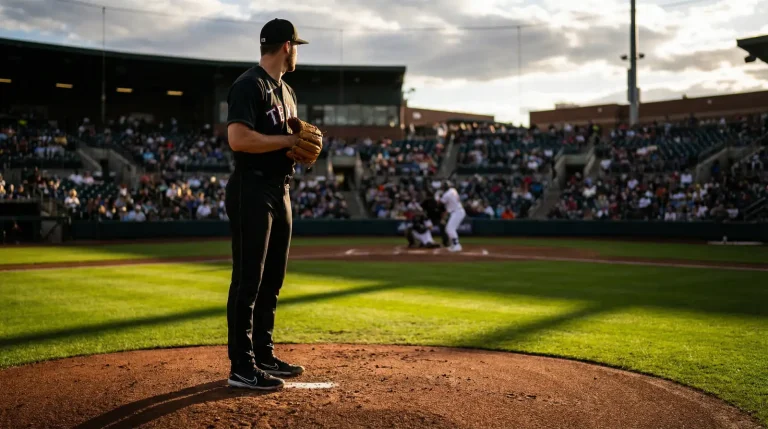 MLB starting pitcher on the mound preparing to deliver a pitch during a game